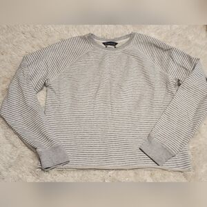 ABERCROMBIE & FITCH Gray Striped Long Sleeve Beach Sweatshirt Sz. Small